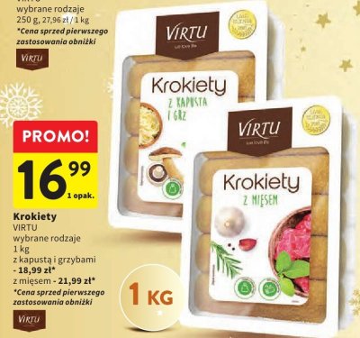 Krokiety VIRTU wybrane rodzaje z kapustą i grzybami promocja w Intermarche