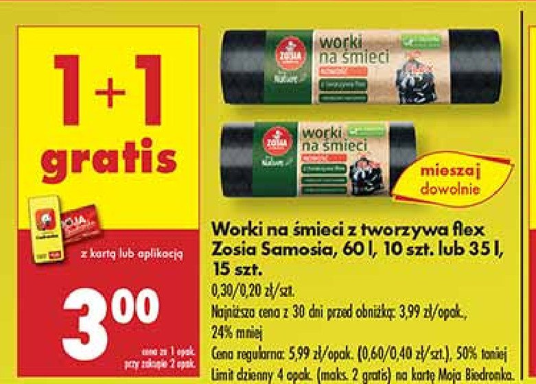 Worki na śmieci flex 35l Zosia samosia promocja