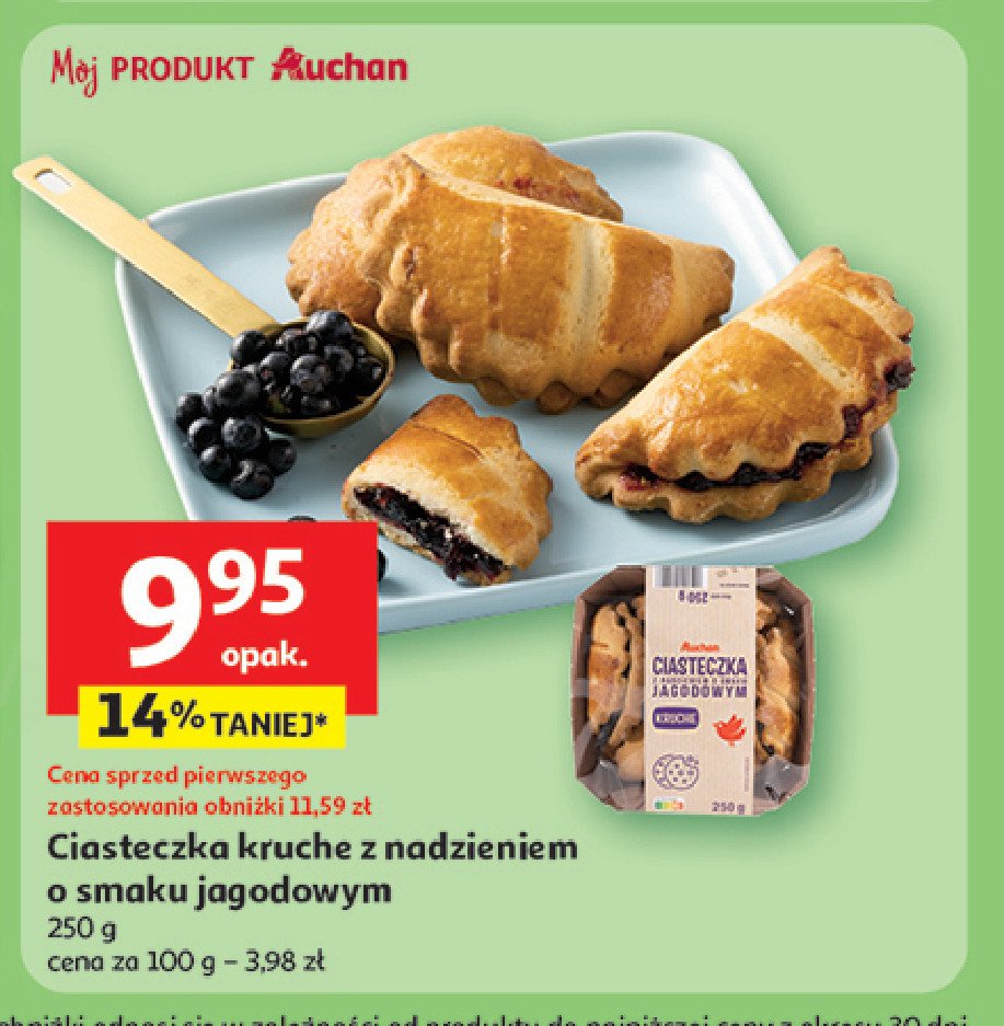 Ciastka z nadzieniem jagodowym Auchan różnorodne (logo czerwone) promocja w Auchan
