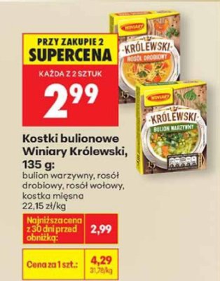 Kostki bulionowe Winiary Królewski 135g bulion warzywny rosół drobiowy rosół wołowy kostka mięsna promocja w Biedronka