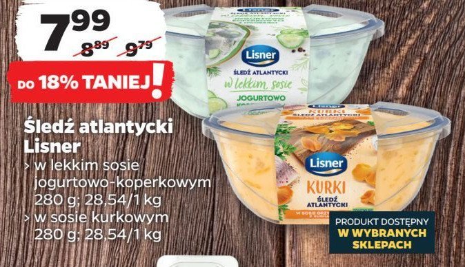 Filety śledziowe w sosie jogurtowo- koperkowym z ogórkiem Lisner promocja