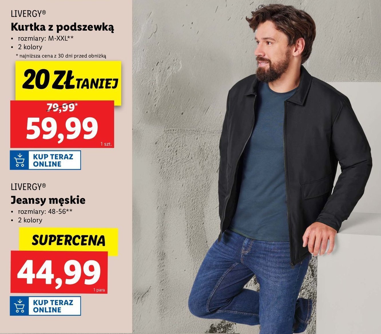 Kurtka męska z kożuchem m-xxl Livergy promocja