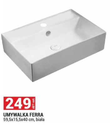 Umywalka Ferra 59,5x15,5x40 cm, biała promocja w Merkury Market