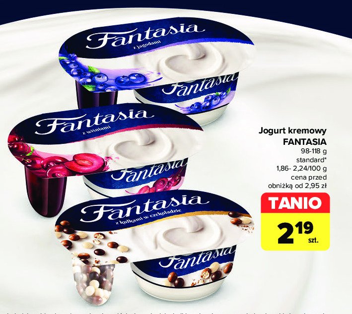 Jogurt z jagodami Danone fantasia promocja w Carrefour Market