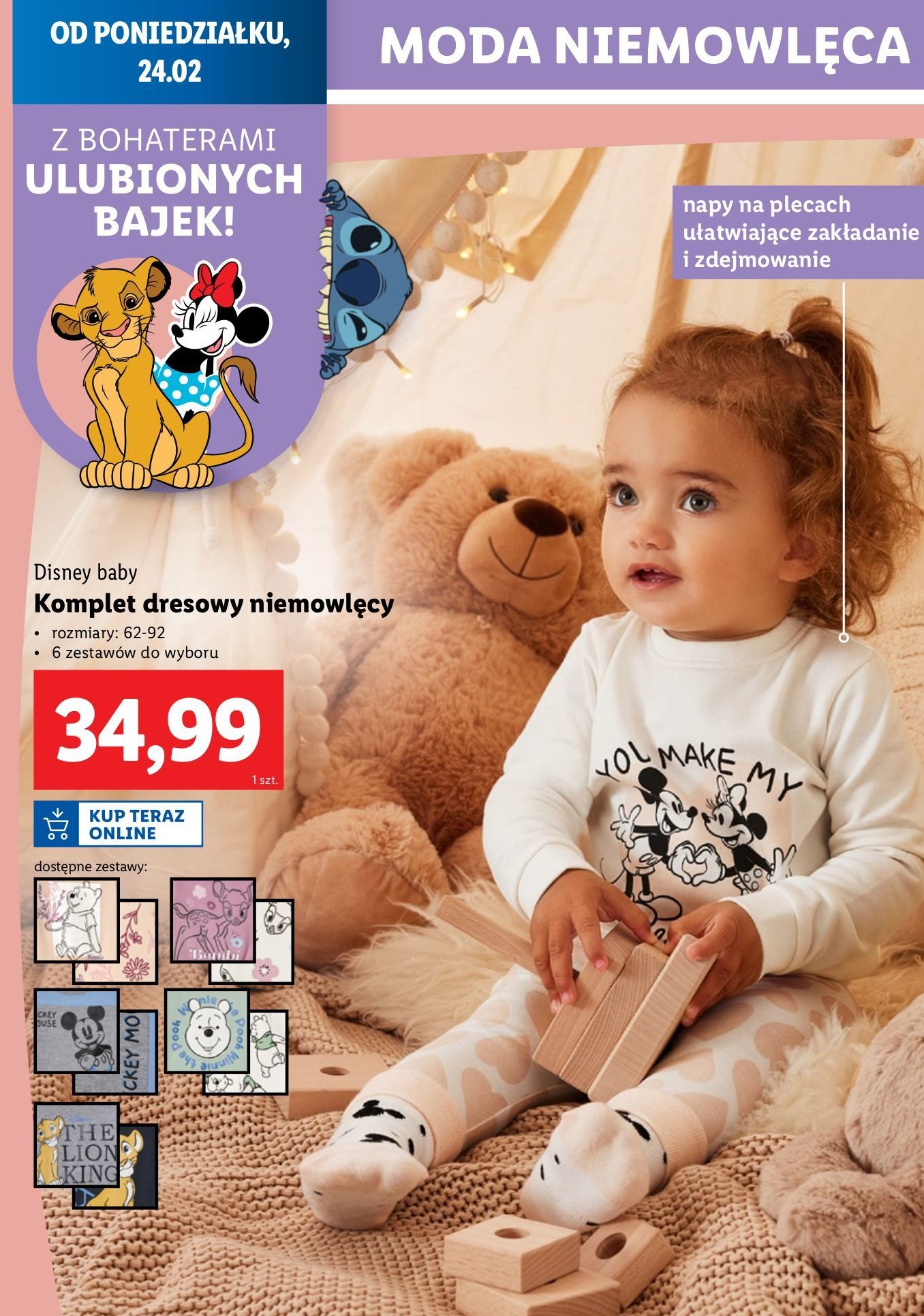 Komplet dresowy niemowlęcy DISNEY BABY promocja w Lidl