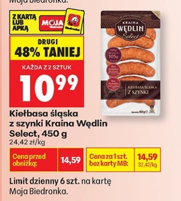 Kiełbasa śląska z szynki Kraina Wędlin Select 450g promocja w Biedronka