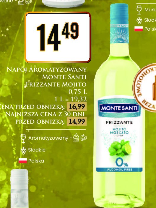 Wino Monte santi frizzante mojito 0% promocja
