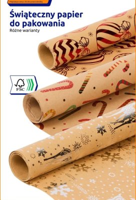 Świąteczny papier do pakowania 200 x 70 cm promocja w Action
