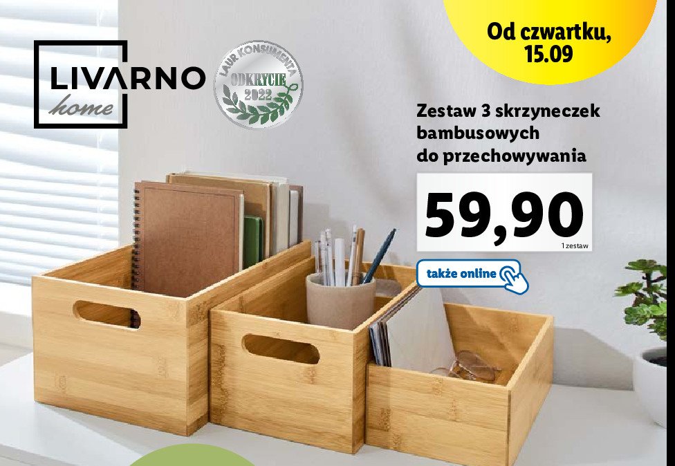 Zestaw skrzyneczek bambusowych LIVARNO HOME promocja
