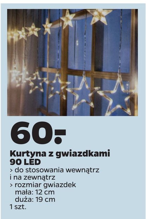 Kurtyna 90 led gwiazdki 12 cm promocja