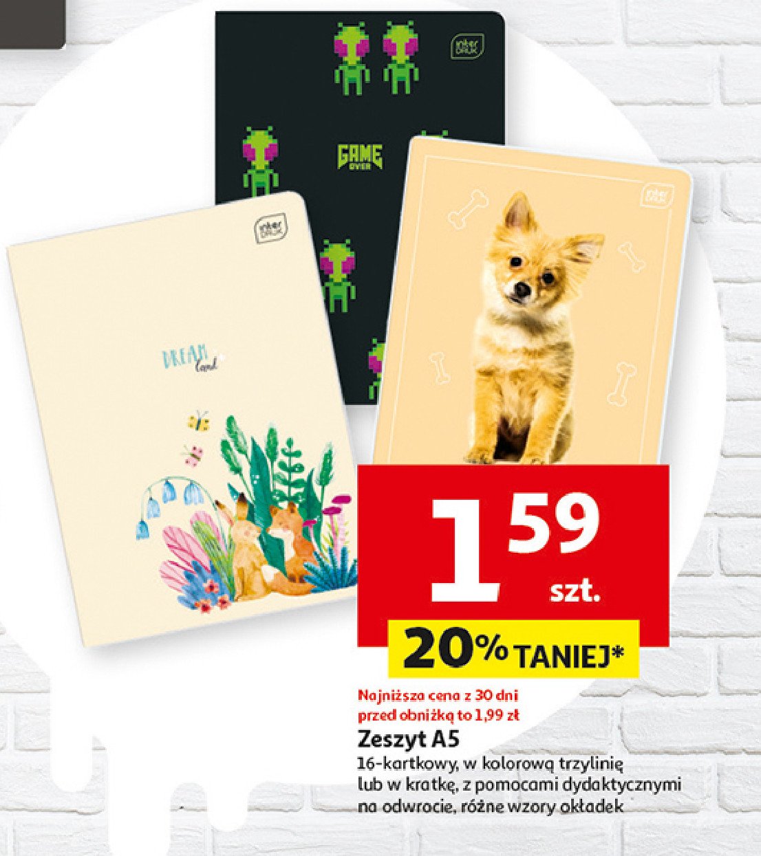 Zeszyt a5 16 kartek trzy linie Interdruk promocja