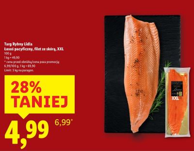 Łosoś pacyficzny, filet ze skórą, XXL promocja w Lidl