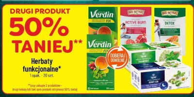 Herbaty funkcjonalne Verdin Fix, Big-Active Active Burn, Big-Active Detox, Zioła Babuni Trawienie, Zioła Babuni Dobry Sen promocja w POLOmarket