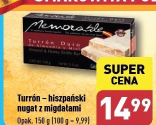 Turron hiszpański twardy migdałowo-miodowy MEMORABLE promocja