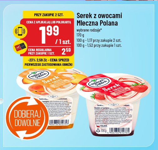 Serek z owocami truskawkowy Mleczna polana promocja w POLOmarket