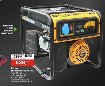 Agregat prądotwórczy PEZAL moc 2,8 kW 4-suwowy 9 l promocja w Leroy Merlin