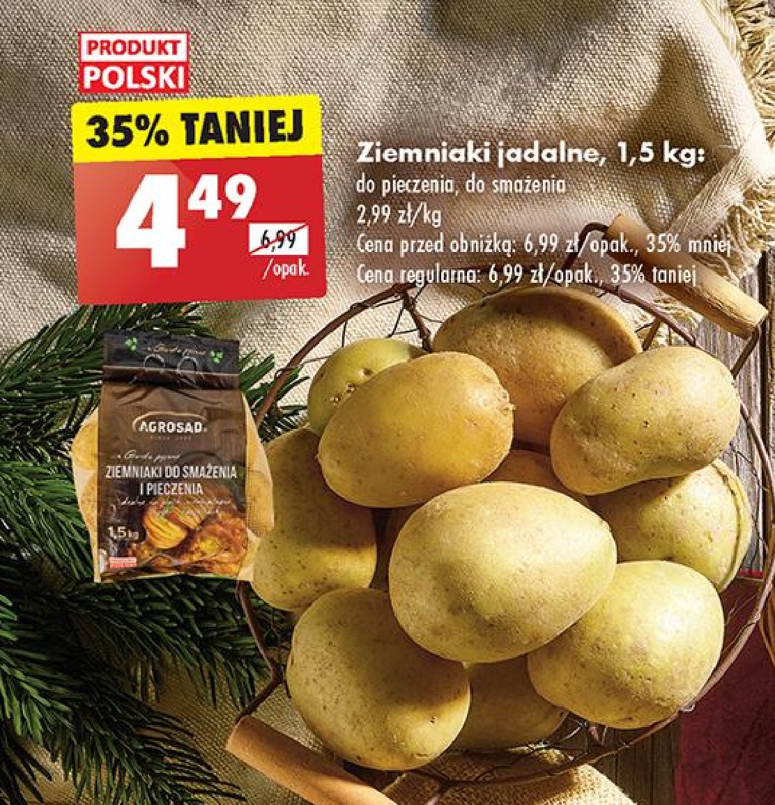 Ziemniaki do smażenie i pieczenia Agrosad promocja w Biedronka