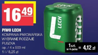 Piwo Lech KOMPANIA PIWOWARSKA wybrane rodzaje puszka promocja w SPAR