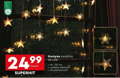 Kurtyna świetlna LED gwiazdki 120 cm promocja w Biedronka