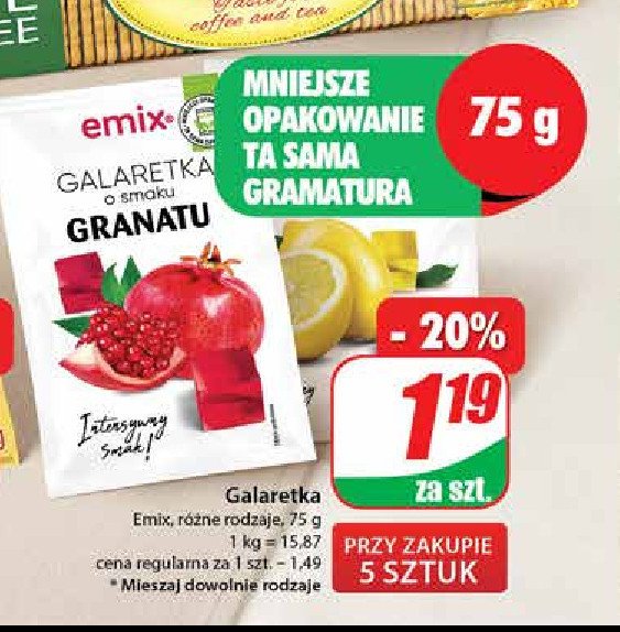 Galaretka o smaku granatu Emix promocja