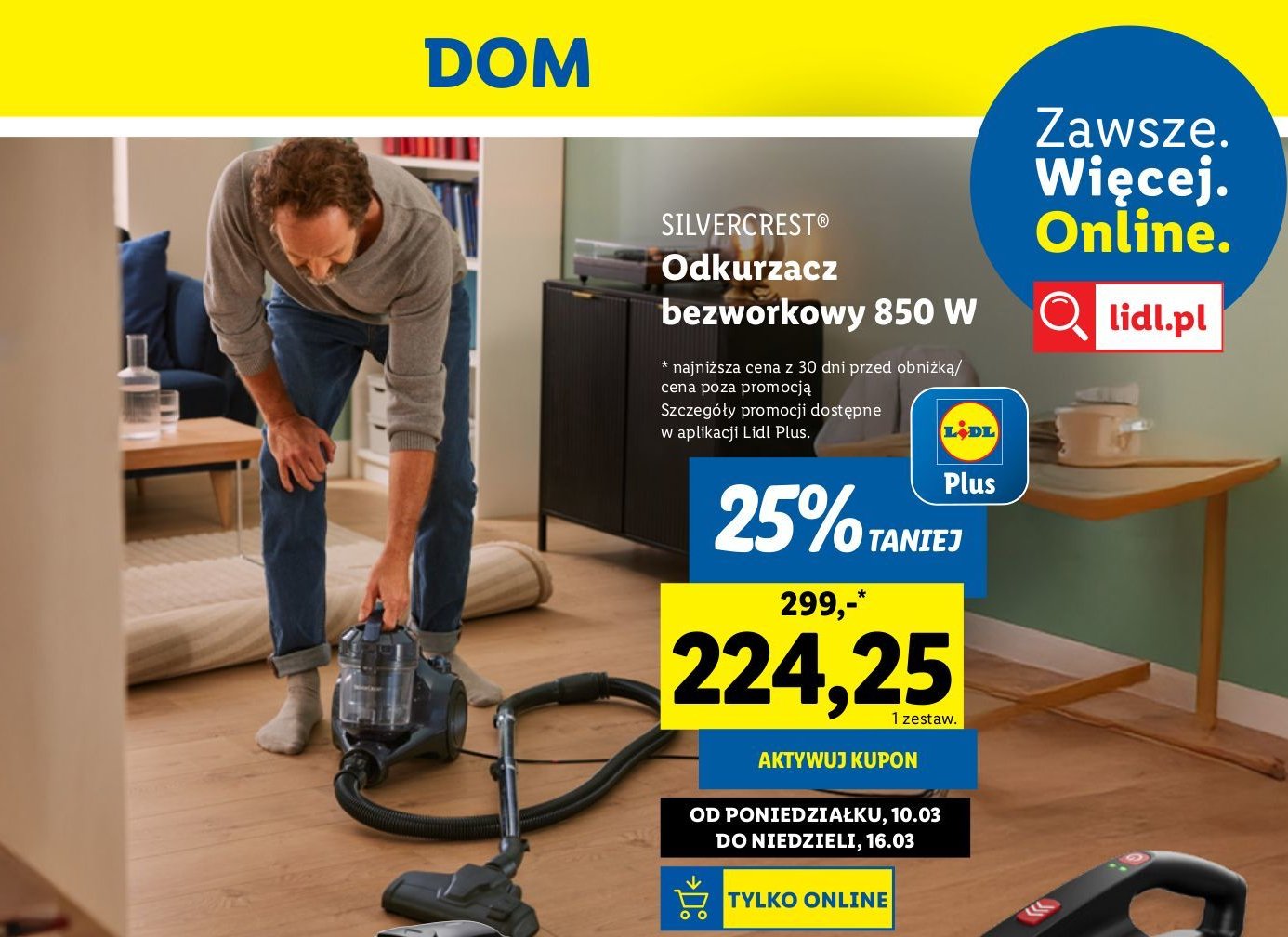 Odkurzacz bezworkowy 850 w Silvercrest promocja w Lidl