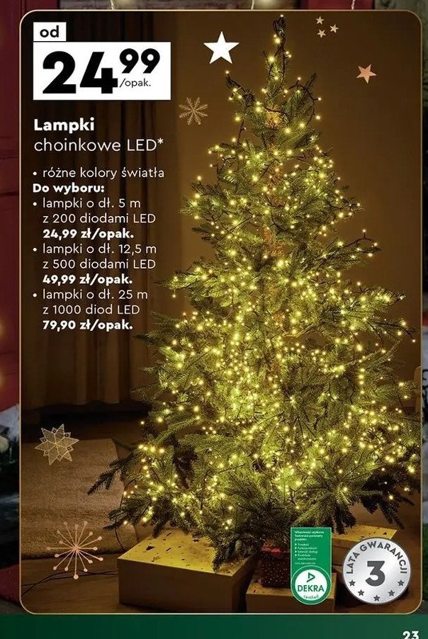 Lampki choinkowe led 12.5 m promocja w Biedronka