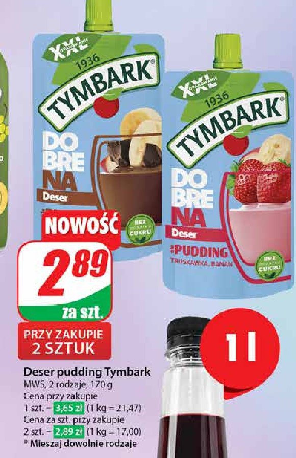 Deser truskawkowy Tymbark promocja w Dino