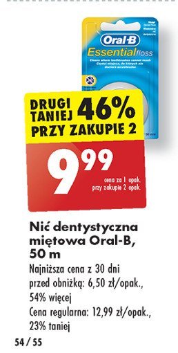 Nić dentystyczna 50 m Oral-b essential floss promocja