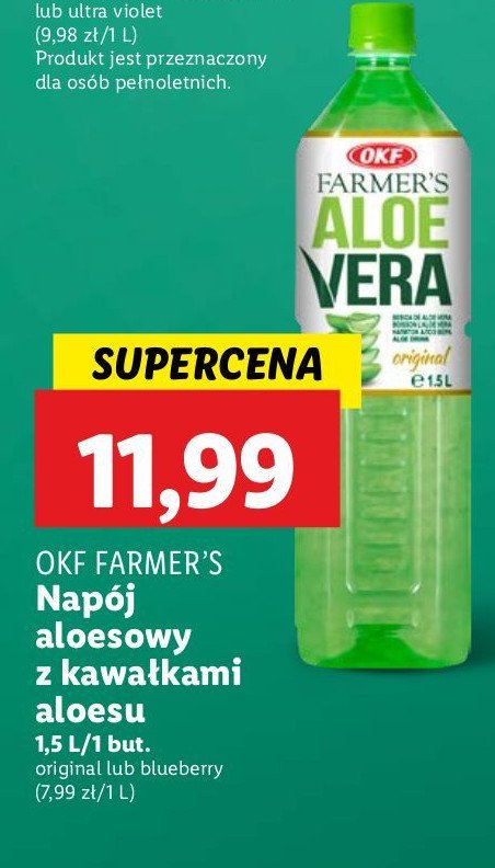 Napój aloesowy borówka Okf farmer's aloe vera promocja w Lidl