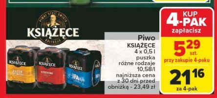 Piwo Książęce czerwony lager promocja w Carrefour