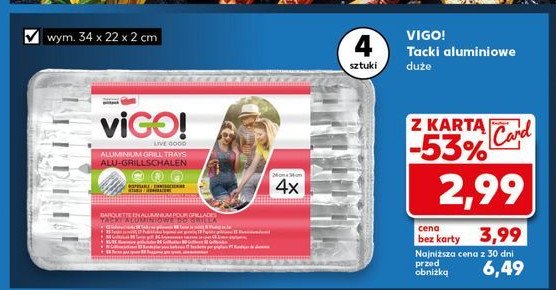 Tacki aluminiowe 34 x 22 x 2 cm Vigo! promocja