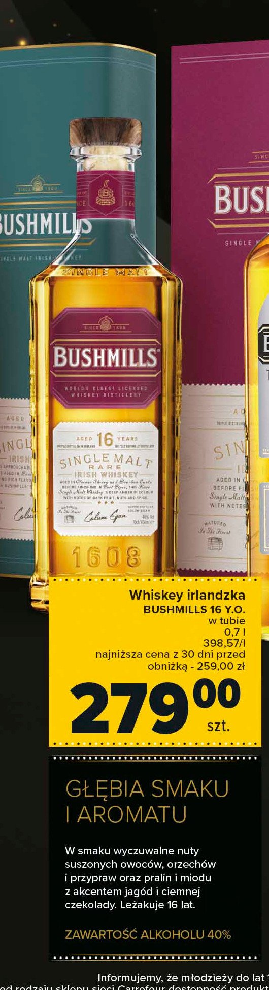 Whiskey BUSHMILLS SINGLE MALT 16 YO promocja
