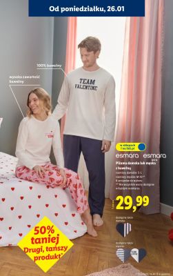 Piżama damska lub męska z bawełną Esmara promocja w Lidl