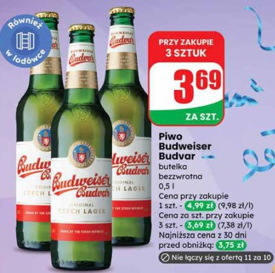 Piwo Budweiser Budvar butelka bezzwrotna promocja w Dino