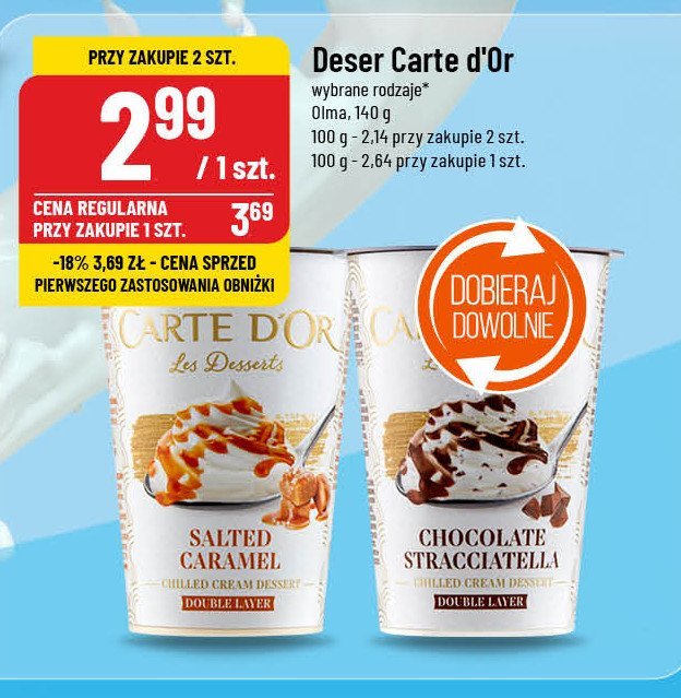 Lody chocolate stracciatella Algida carte d'or les desserts promocja w POLOmarket