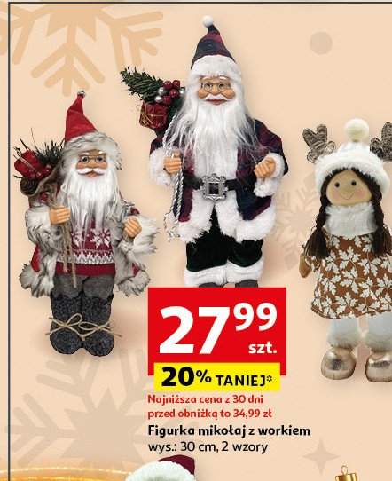 Figurka mikołaj z workiem 30 cm Actuel promocja w Auchan