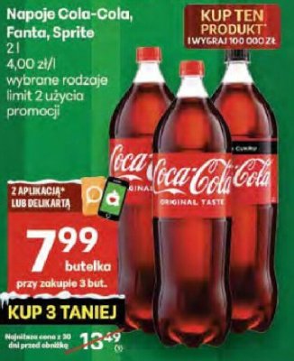 Napoje Cola-Cola, Fanta, Sprite promocja w Delikatesy Centrum