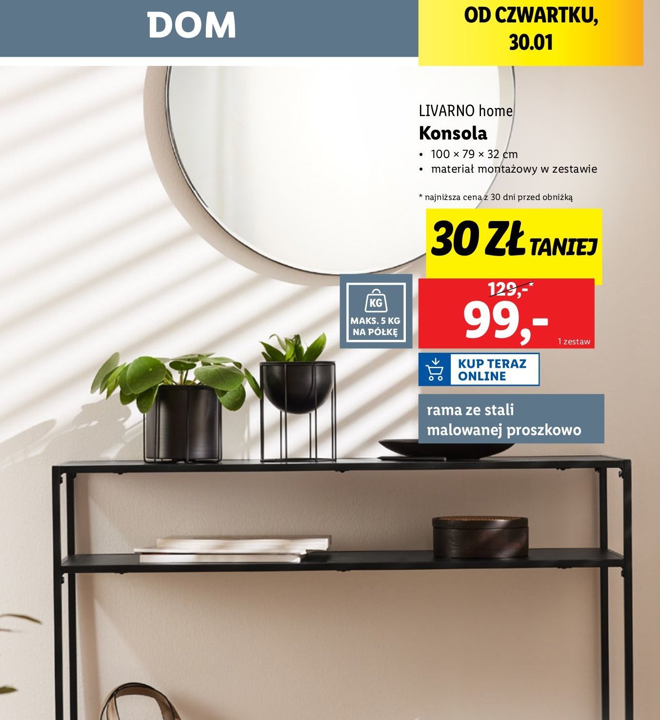 Konsola 100 x 79 x 32 cm LIVARNO HOME promocja