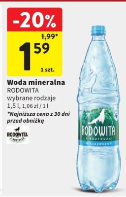 Woda mineralna RODOWITA wybrane rodzaje promocja w Intermarche