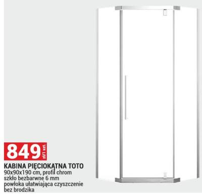 Kabina KABINA PIĘCIOKĄTNA TOTO 90x90x190 cm, profil chrom szkło bezbarwne 6 mm powłoka ułatwiająca czyszczenie bez brodzika promocja w Merkury Market