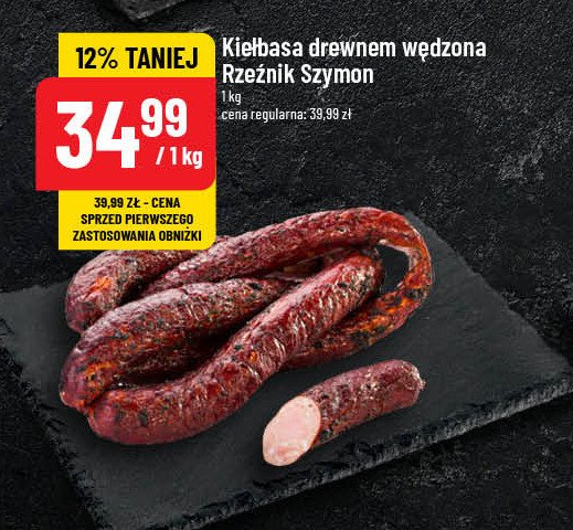 Kiełbasa drewnem wędzona Rzeźnik szymon poleca promocja w POLOmarket