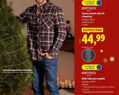 Jeansy męskie slim fit z bawełną  promocja w Lidl