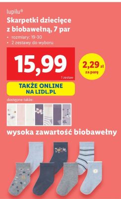Skarpetki dziecięce Lupilu z biobawełny promocja w Lidl