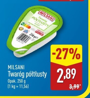 Twaróg półtłusty MILSANI promocja w Aldi