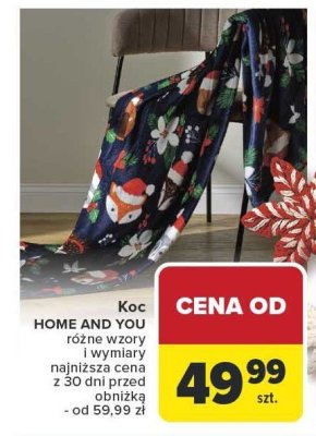 Koc HOME AND YOU różne wzory i wymiary promocja w Carrefour