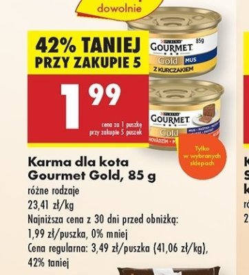 Karma dla kota mus z wołowiną Purina gourmet gold promocja