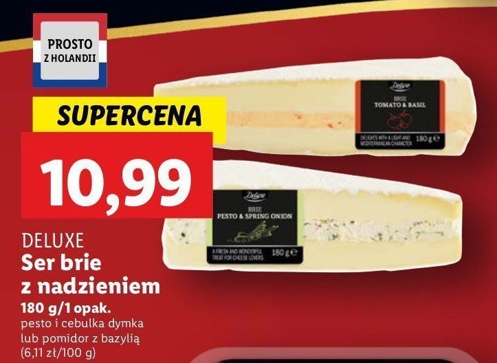 Ser brie nadziewany serkiem śmietankowym z pesto bazyliowym i młodą cebulką Deluxe promocja