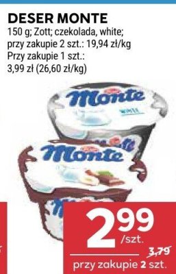 Deser monte czekolada, white promocja w Stokrotka