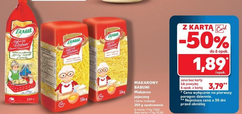 Makaron krajanka z kurkumą EKMAK promocja w Kaufland