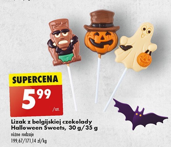 Lizak halloween z belgijskiej czekolady promocja w Biedronka